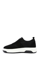 Men's Black Leather Detailed Lace Up Fabric Sneaker | Derimod Men's Black Leather Detailed Lace Up Fabric Sneaker | Derimod