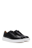 Erkek Siyah Bağcıklı Deri Sneaker | Derimod Erkek Siyah Bağcıklı Deri Sneaker | Derimod