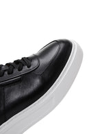 Erkek Siyah Bağcıklı Deri Sneaker | Derimod Erkek Siyah Bağcıklı Deri Sneaker | Derimod