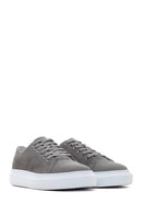 Men's Gray Thick Soled Suede Leather Sneaker | Derimod Men's Gray Thick Soled Suede Leather Sneaker | Derimod
