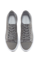 Men's Gray Thick Soled Suede Leather Sneaker | Derimod Men's Gray Thick Soled Suede Leather Sneaker | Derimod
