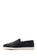 Men's Black Knit Leather Casual Loafer | Derimod Men's Black Knit Leather Casual Loafer | Derimod