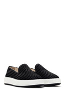 Men's Black Thick Soled Knit Leather Casual Loafer | Derimod Men's Black Thick Soled Knit Leather Casual Loafer | Derimod