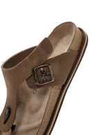 Men's Beige Flip Flop Nubuck Leather Slippers | Derimod Men's Beige Flip Flop Nubuck Leather Slippers | Derimod