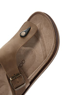 Men's Beige Flip Flop Nubuck Leather Slippers | Derimod Men's Beige Flip Flop Nubuck Leather Slippers | Derimod