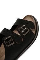 Men's Black Buckle Detailed Nubuck Leather Slippers | Derimod Men's Black Buckle Detailed Nubuck Leather Slippers | Derimod