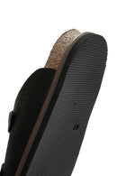 Men's Black Buckle Detailed Nubuck Leather Slippers | Derimod Men's Black Buckle Detailed Nubuck Leather Slippers | Derimod