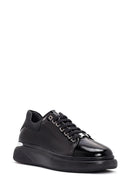 Men's Black Lace-up Patent Leather Sneaker | Derimod Men's Black Lace-up Patent Leather Sneaker | Derimod