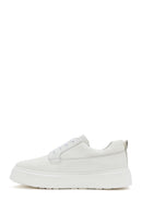 Men's White Lace-up Thick-Sole Leather Sneaker | Derimod Men's White Lace-up Thick-Sole Leather Sneaker | Derimod