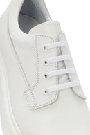 Men's White Lace-up Thick-Sole Leather Sneaker | Derimod Men's White Lace-up Thick-Sole Leather Sneaker | Derimod