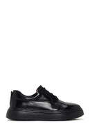 Men's Black Lace-up Thick-Sole Leather Sneaker | Derimod Men's Black Lace-up Thick-Sole Leather Sneaker | Derimod
