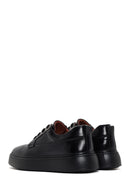 Men's Black Lace-up Thick-Sole Leather Sneaker | Derimod Men's Black Lace-up Thick-Sole Leather Sneaker | Derimod