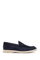 Men's Navy Blue Nubuck Leather Casual Loafer | Derimod Men's Navy Blue Nubuck Leather Casual Loafer | Derimod