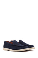 Men's Navy Blue Nubuck Leather Casual Loafer | Derimod Men's Navy Blue Nubuck Leather Casual Loafer | Derimod
