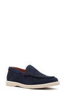 Men's Navy Blue Nubuck Leather Casual Loafer | Derimod Men's Navy Blue Nubuck Leather Casual Loafer | Derimod