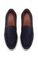 Men's Navy Blue Nubuck Leather Casual Loafer | Derimod Men's Navy Blue Nubuck Leather Casual Loafer | Derimod