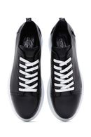 Erkek Siyah Bağcıklı Deri Sneaker | Derimod Erkek Siyah Bağcıklı Deri Sneaker | Derimod