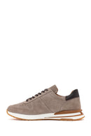 Men's Mink Lace-Up Suede Leather Sneaker | Derimod Men's Mink Lace-Up Suede Leather Sneaker | Derimod