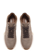 Men's Mink Lace-Up Suede Leather Sneaker | Derimod Men's Mink Lace-Up Suede Leather Sneaker | Derimod