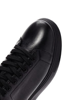 Erkek Siyah Bağcıklı Kalın Tabanlı Deri Sneaker | Derimod Erkek Siyah Bağcıklı Kalın Tabanlı Deri Sneaker | Derimod