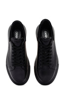 Erkek Siyah Bağcıklı Kalın Tabanlı Deri Sneaker | Derimod Erkek Siyah Bağcıklı Kalın Tabanlı Deri Sneaker | Derimod