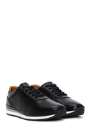 Erkek Siyah Bağcıklı Deri Casual Sneaker | Derimod Erkek Siyah Bağcıklı Deri Casual Sneaker | Derimod