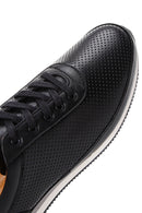 Erkek Siyah Bağcıklı Deri Casual Sneaker | Derimod Erkek Siyah Bağcıklı Deri Casual Sneaker | Derimod