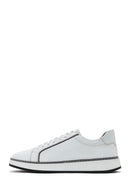 Erkek Beyaz Bağcıklı Deri Sneaker | Derimod Erkek Beyaz Bağcıklı Deri Sneaker | Derimod