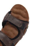 Erkek Kahverengi Bantlı Nubuk Deri Casual Sandalet | Derimod Erkek Kahverengi Bantlı Nubuk Deri Casual Sandalet | Derimod