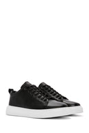 Erkek Siyah Bağcıklı Kalın Tabanlı Deri Sneaker | Derimod Erkek Siyah Bağcıklı Kalın Tabanlı Deri Sneaker | Derimod