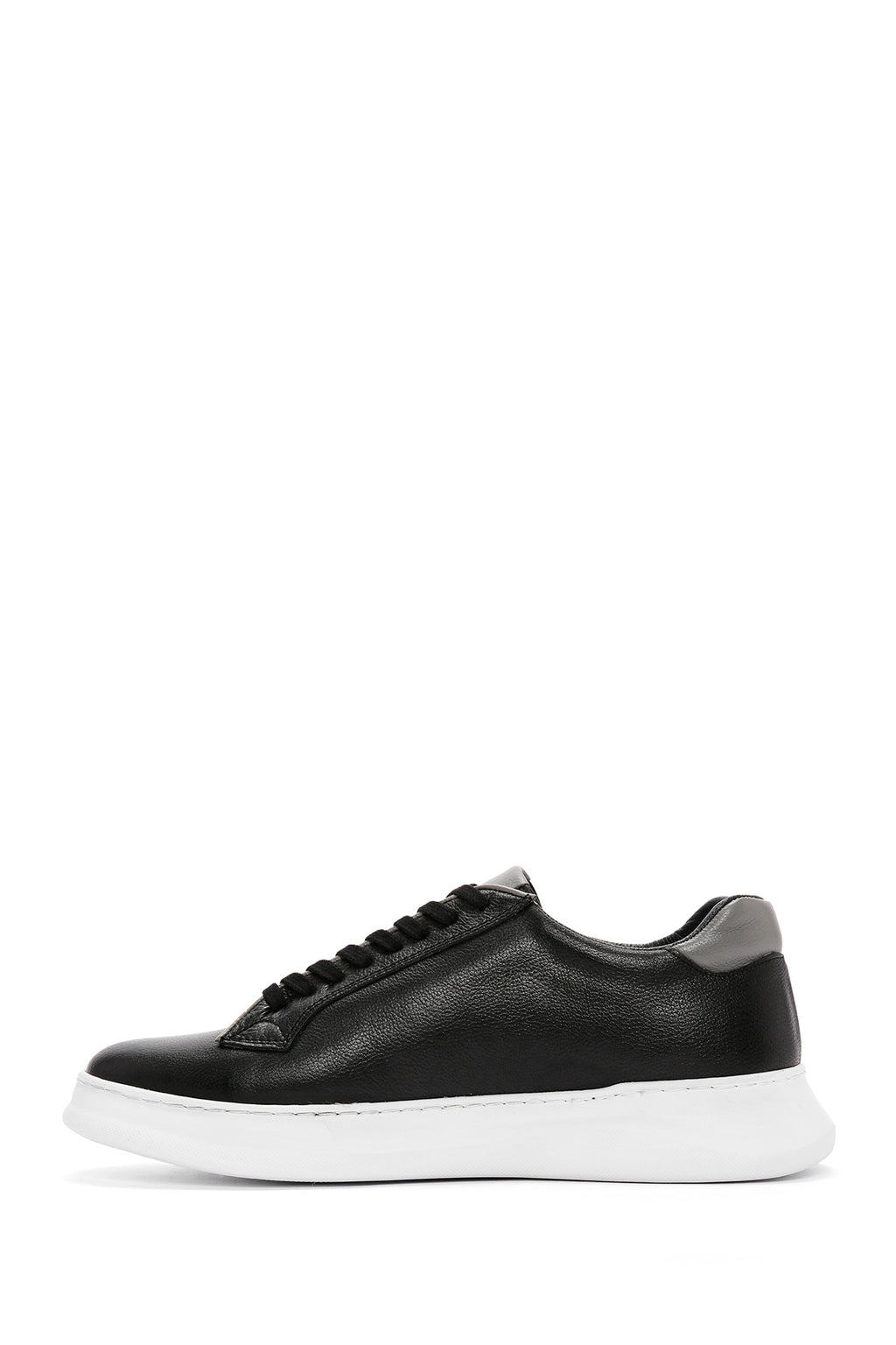 Erkek Siyah Bağcıklı Deri Sneaker