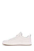 Men's White Lace-up Leather Sneaker | Derimod Men's White Lace-up Leather Sneaker | Derimod