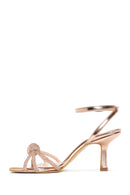 Women's Pink Ankle Buckle Stone Thin Heeled Sandals | Derimod Women's Pink Ankle Buckle Stone Thin Heeled Sandals | Derimod