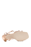 Women's Pink Ankle Buckle Stone Thin Heeled Sandals | Derimod Women's Pink Ankle Buckle Stone Thin Heeled Sandals | Derimod