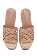 Women's Beige Wedge Heeled Slippers | Derimod Women's Beige Wedge Heeled Slippers | Derimod