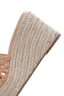 Women's Beige Wedge Heeled Slippers | Derimod Women's Beige Wedge Heeled Slippers | Derimod