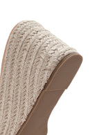 Women's Beige Wedge Heeled Slippers | Derimod Women's Beige Wedge Heeled Slippers | Derimod