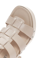 Women's Beige Strappy Platform Heeled Sandals | Derimod Women's Beige Strappy Platform Heeled Sandals | Derimod