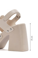 Women's Beige Strappy Platform Heeled Sandals | Derimod Women's Beige Strappy Platform Heeled Sandals | Derimod