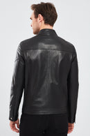 Kimmich Men's Black Sports Leather Coat | Derimod Kimmich Men's Black Sports Leather Coat | Derimod