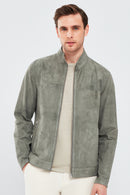 Rakitic Men's Green Double Sided Suede Leather Coat | Derimod Rakitic Men's Green Double Sided Suede Leather Coat | Derimod