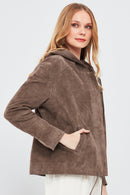 Rosy Kadın Vizon Oversize Süet Deri Ceket | Derimod Rosy Kadın Vizon Oversize Süet Deri Ceket | Derimod