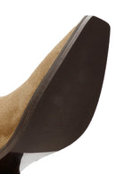 Women's Brown Chunky Heel Suede Leather Cowboy Boots | Derimod Women's Brown Chunky Heel Suede Leather Cowboy Boots | Derimod