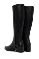 Women's Black Zippered Thick Heel Leather Boots | Derimod Women's Black Zippered Thick Heel Leather Boots | Derimod