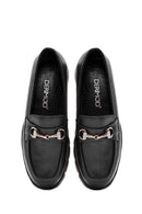 Women's Black Buckle Detailed Leather Comfort Loafer | Derimod Women's Black Buckle Detailed Leather Comfort Loafer | Derimod