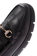 Women's Black Buckle Detailed Leather Comfort Loafer | Derimod Women's Black Buckle Detailed Leather Comfort Loafer | Derimod