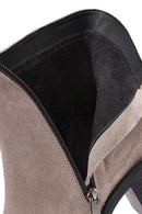 Women's Mink Zippered Thick Heel Suede Leather Boots | Derimod Women's Mink Zippered Thick Heel Suede Leather Boots | Derimod