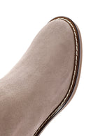 Women's Mink Zippered Thick Heel Suede Leather Boots | Derimod Women's Mink Zippered Thick Heel Suede Leather Boots | Derimod
