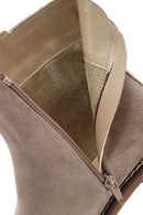 Women's Mink Zippered Thick Heel Suede Leather Boots | Derimod Women's Mink Zippered Thick Heel Suede Leather Boots | Derimod