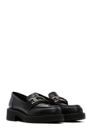 Women's Black Chain Detailed Leather Masculine Loafer | Derimod Women's Black Chain Detailed Leather Masculine Loafer | Derimod